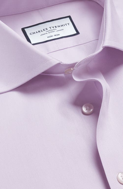 Charles Tyrwhitt Cutaway Collar Non-iron Twill Shirt In Lilac Purple