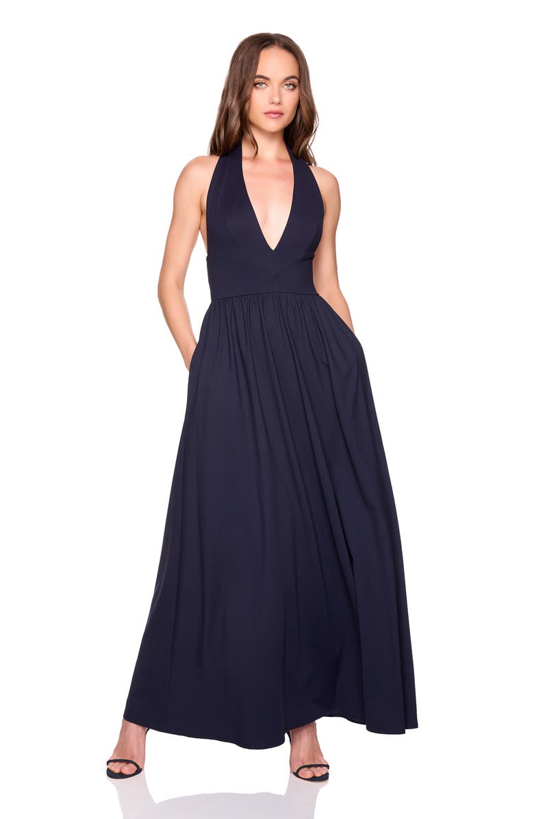 Susana Monaco Halter Neck Maxi Dress, Alternate, color, Midnight