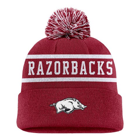 Men's Nike Cardinal Arkansas Razorbacks Peak Cuffed Knit Hat with Pom