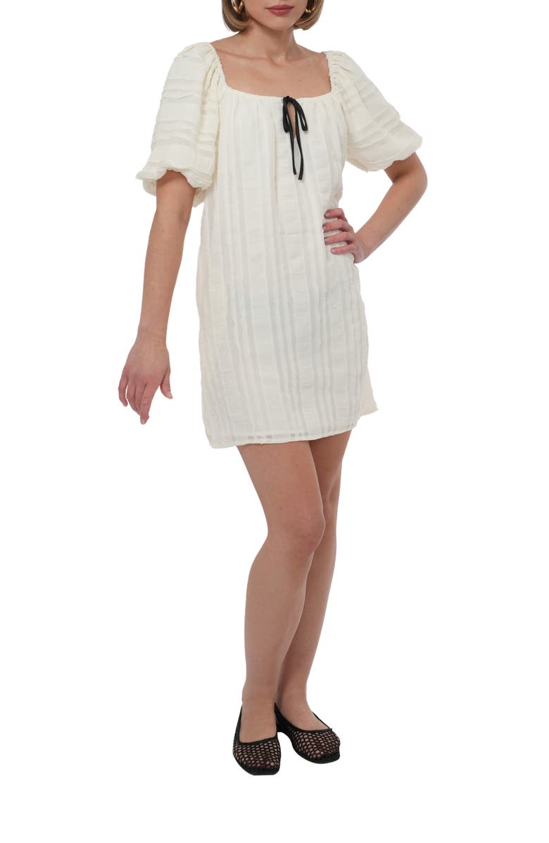 Adelyn Rae Puff Sleeve Shift Minidress, Alternate, color, Cream