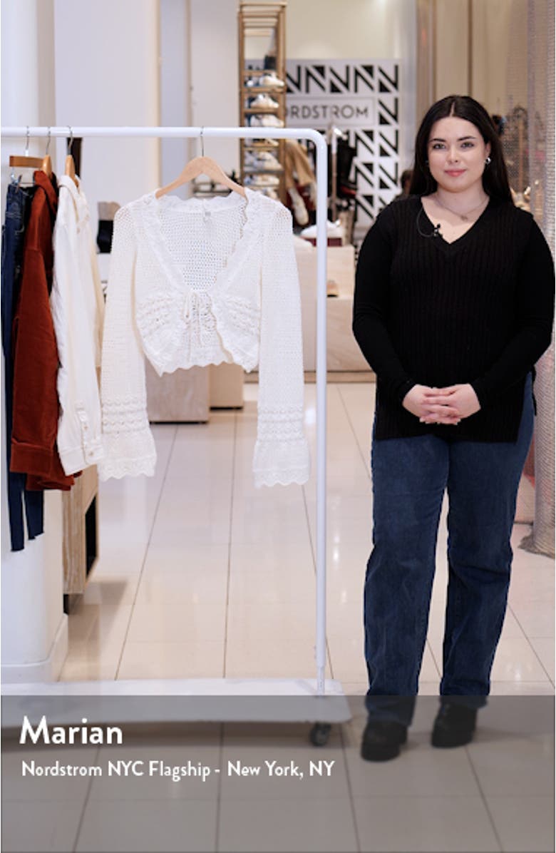 Open Stitch Tie Front Crop Cardigan, sales video thumbnail