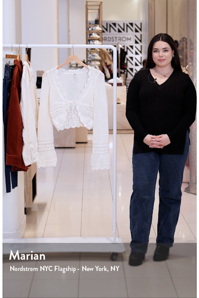 Open Stitch Tie Front Crop Cardigan video