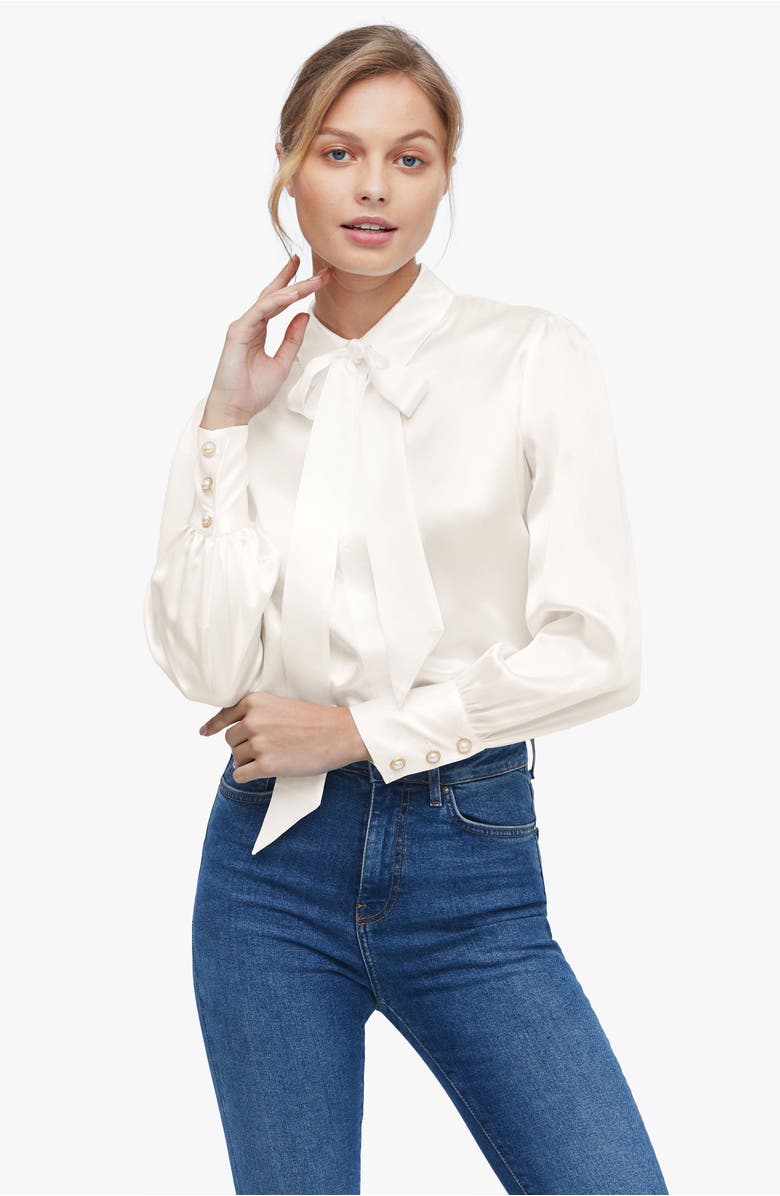 Lilysilk Vintage Bow Tie Silk Blouse, Alternate, color, 