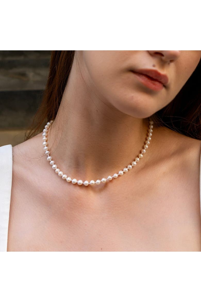 Small Natural Freshwater Real Pearl Strand Necklace, Alternate, color, Silver