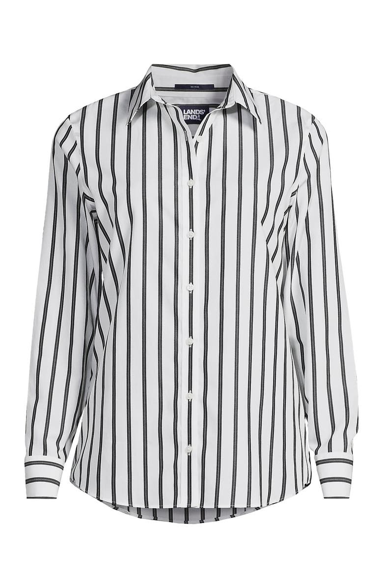 Lands' End No Iron Supima Cotton Long Sleeve Shirt, Alternate, color, Black Dual Stripe