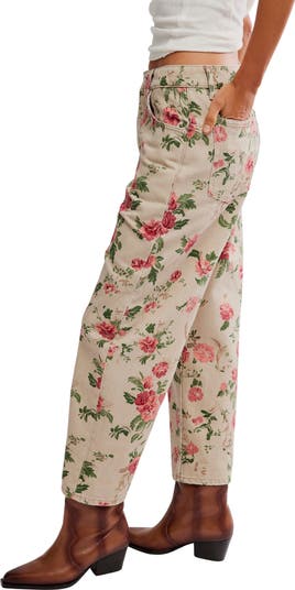 Deep Trance Floral Wide Leg Ankle Jeans
