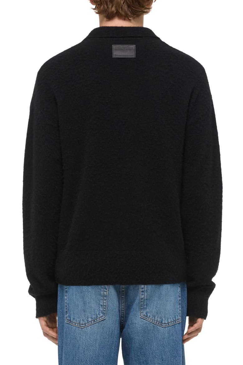 Brushed Wool & Cashmere Polo Sweater, Alternate, color, BLACK