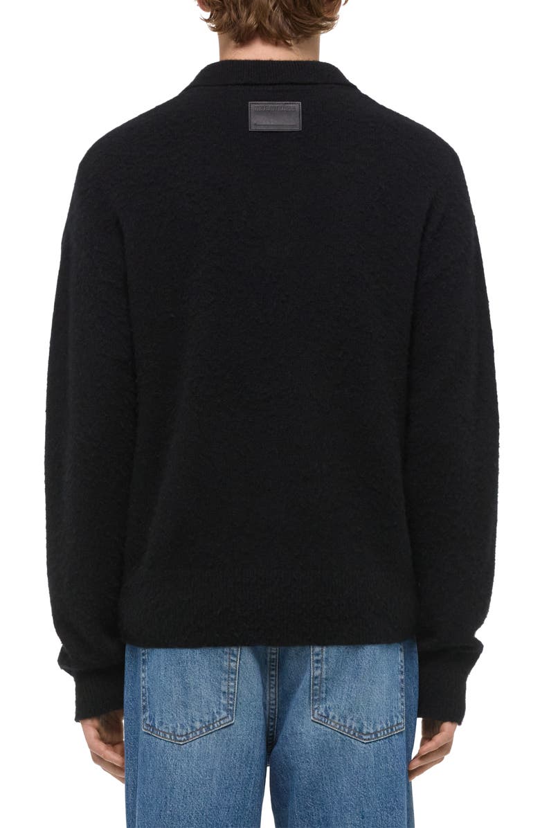 Helmut Lang Brushed Wool & Cashmere Polo Sweater, Alternate, color, Black
