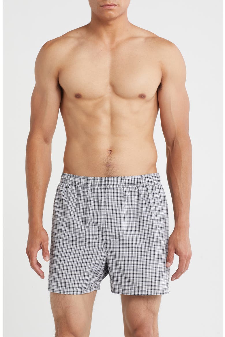 3-Pack Assorted Woven Boxers, Main, color, BLACK- WHITE PLAID