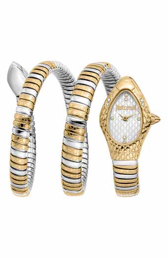 Just Cavalli Snake Wraparound Bracelet Watch, 20mm x 34.5mm