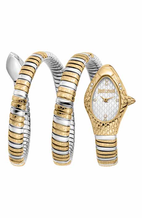 Just Cavalli Snake Wraparound Bracelet Watch, 20mm x 34.5mm
