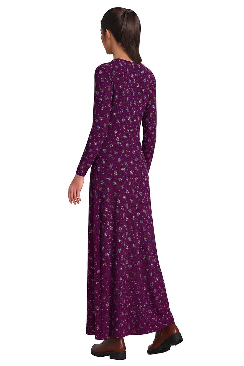 Silky Knit Ruched Maxi Dress, Alternate, color, Vivid Plum/Pear Floral
