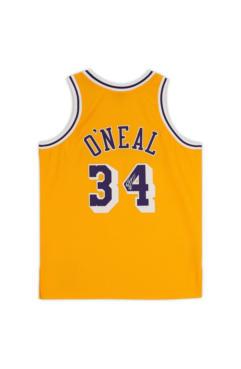 FANATICS AUTHENTIC Shaquille O'Neal Los Angeles Lakers Autographed Mitchell & Ness Gold Authentic Jersey, Alternate, color,