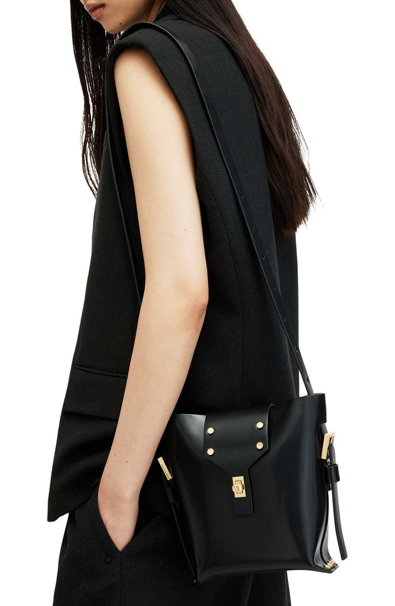 AllSaints Miro Crossbody Bucket Bag, Alternate, color,