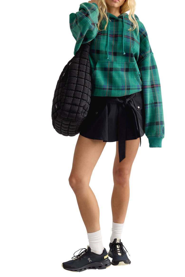 Plaid Hoodie, Alternate, color, GREEN PLAID