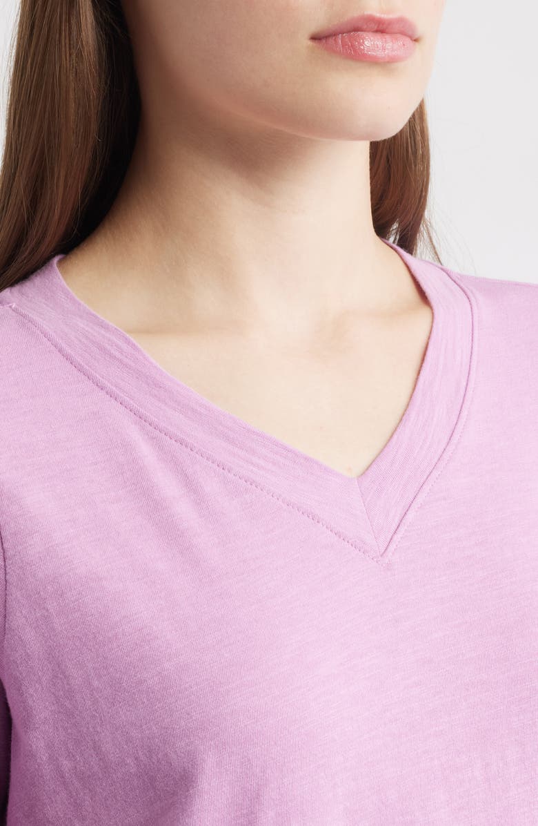 Eileen Fisher V-Neck Organic Cotton T-Shirt Dress, Alternate, color, French Lilac