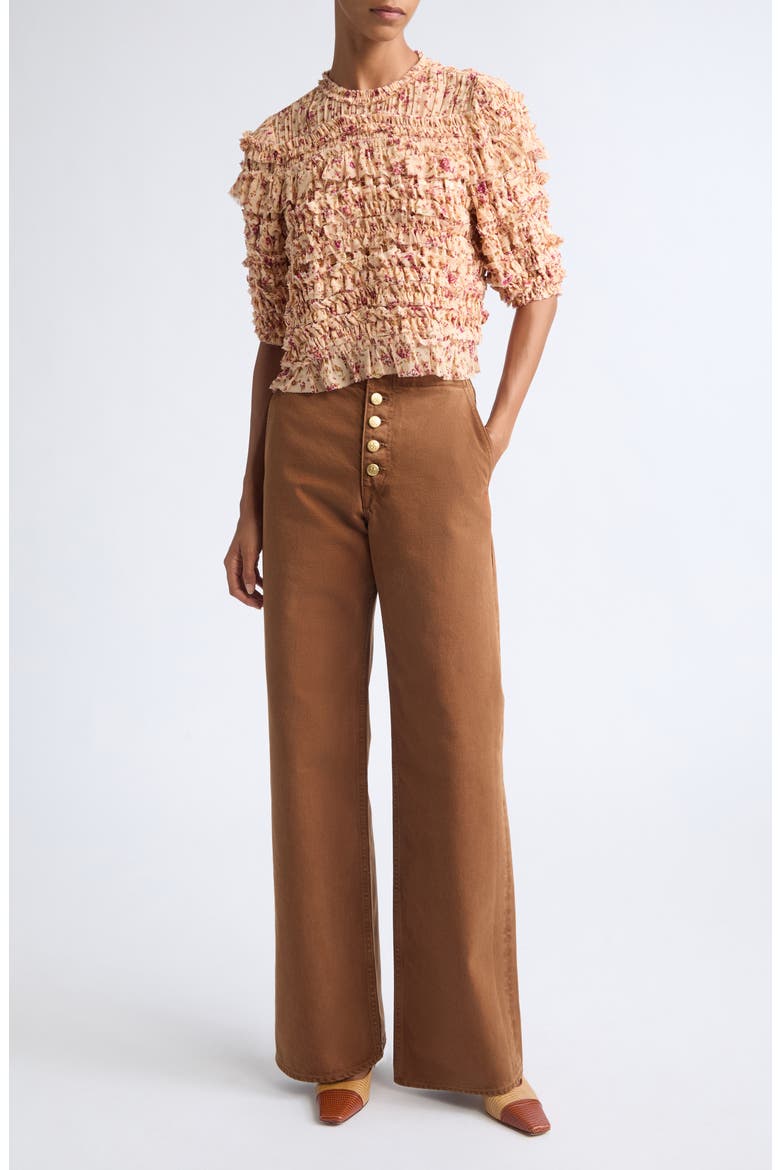 Mabel Silk Ruffle Top, Alternate, color, BLUSH MILLE- FLEUR