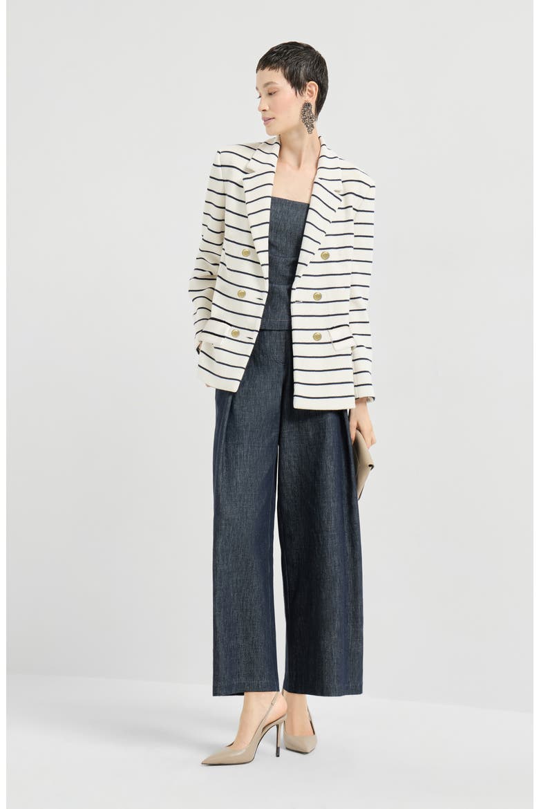 Pleated A-line trousers, Alternate, color, Denim