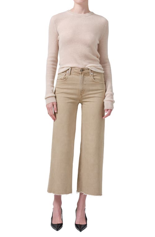 Citizen Of Humanity Citizens Of Humanity Lyra Raw Hem Ankle Wide Leg Jeans In Porcini
