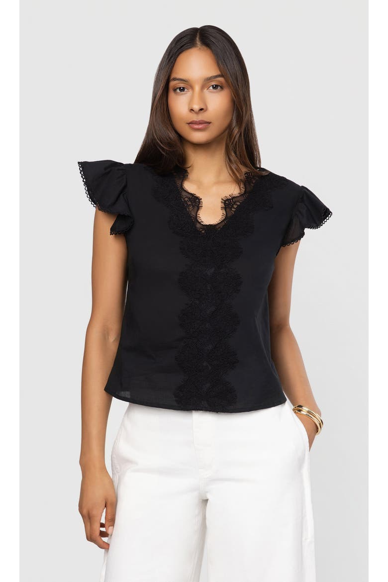 Arden Lace Combo Voile Blouse, Main, color, Black