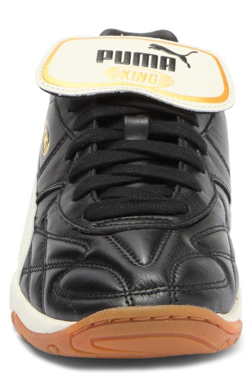 Puma 'king' Black Sneakers With Formstrip Logo Detail On The Side And Logo Patch On The Tongue In Black-warm White