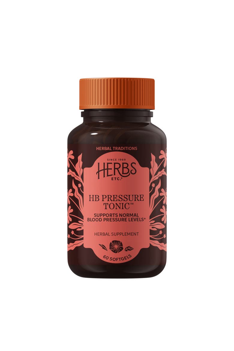 HB Pressure Tonic - Healthy Blood Circulation Support Supplement - Aid Cardiovascular Health - Herbal Supplement for Natural Energy Support - Gluten-Free - 60 Softgels, Main, color, No Color