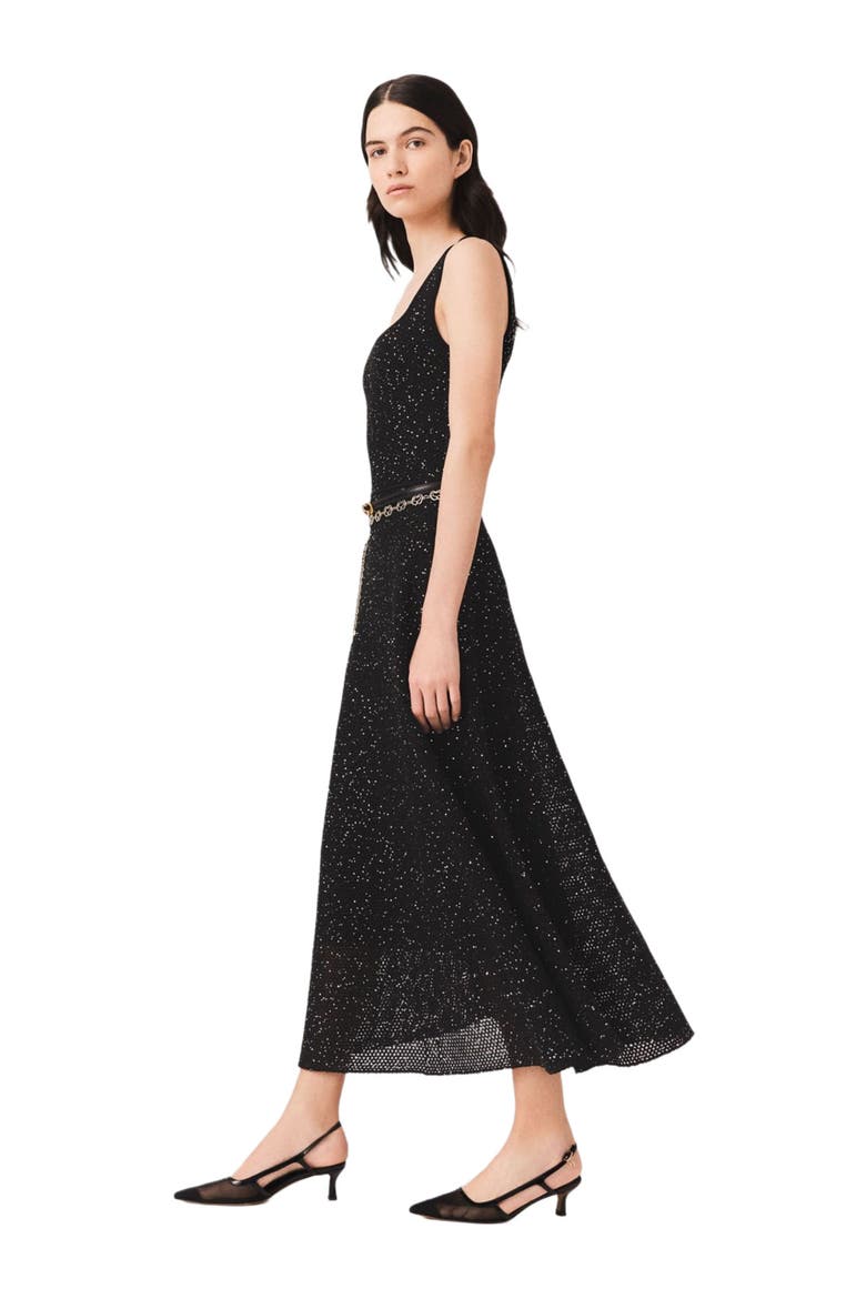 Rhinestone knit maxi dress, Alternate, color, Black
