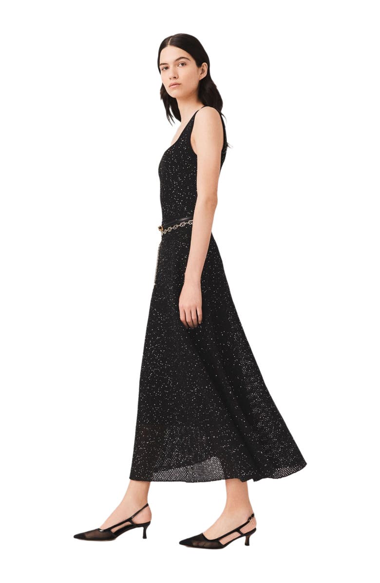 maje Rhinestone knit maxi dress, Alternate, color, Black