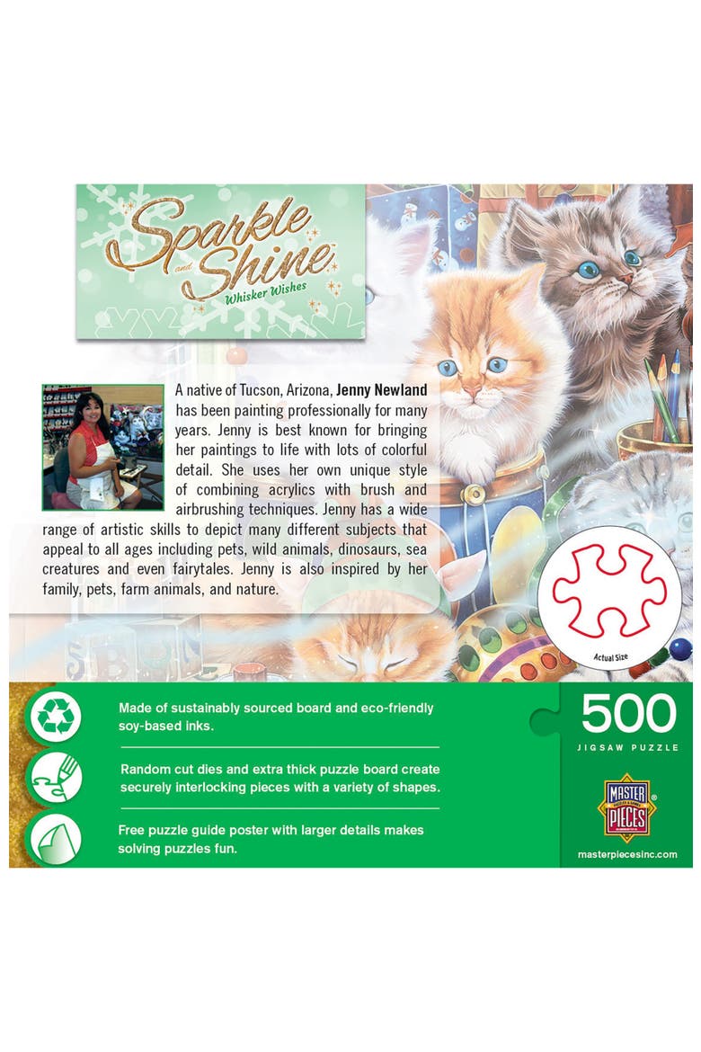 Whisker Wishes 500 Piece Glitter Puzzle, Alternate, color, Multicolor