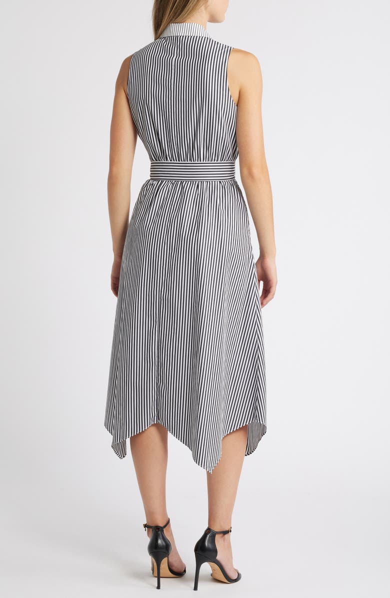 Anne Klein Belted Sleeveless Wrap Midi Dress, Alternate, color, Anne White/ Anne Black