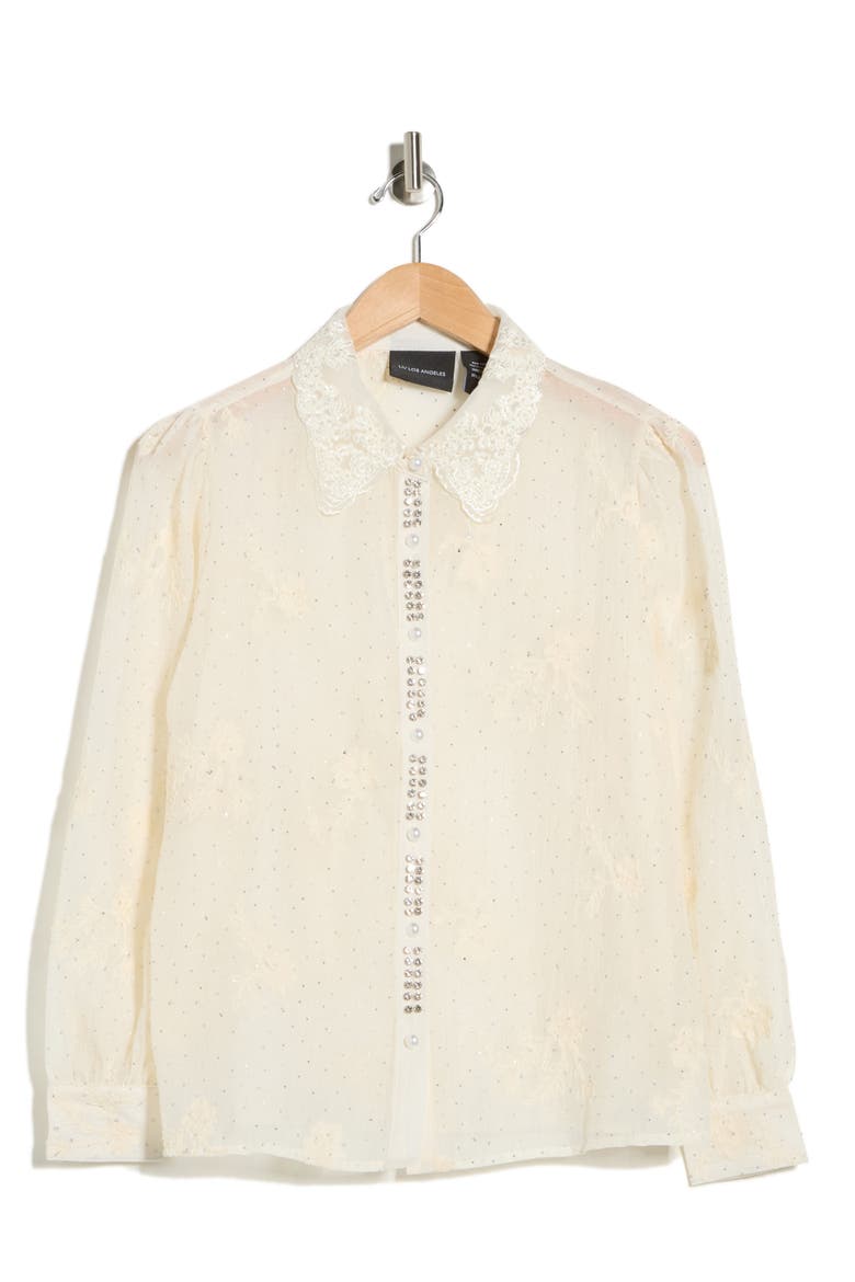 Embroidered Long Sleeve Top, Alternate, color, NATURAL
