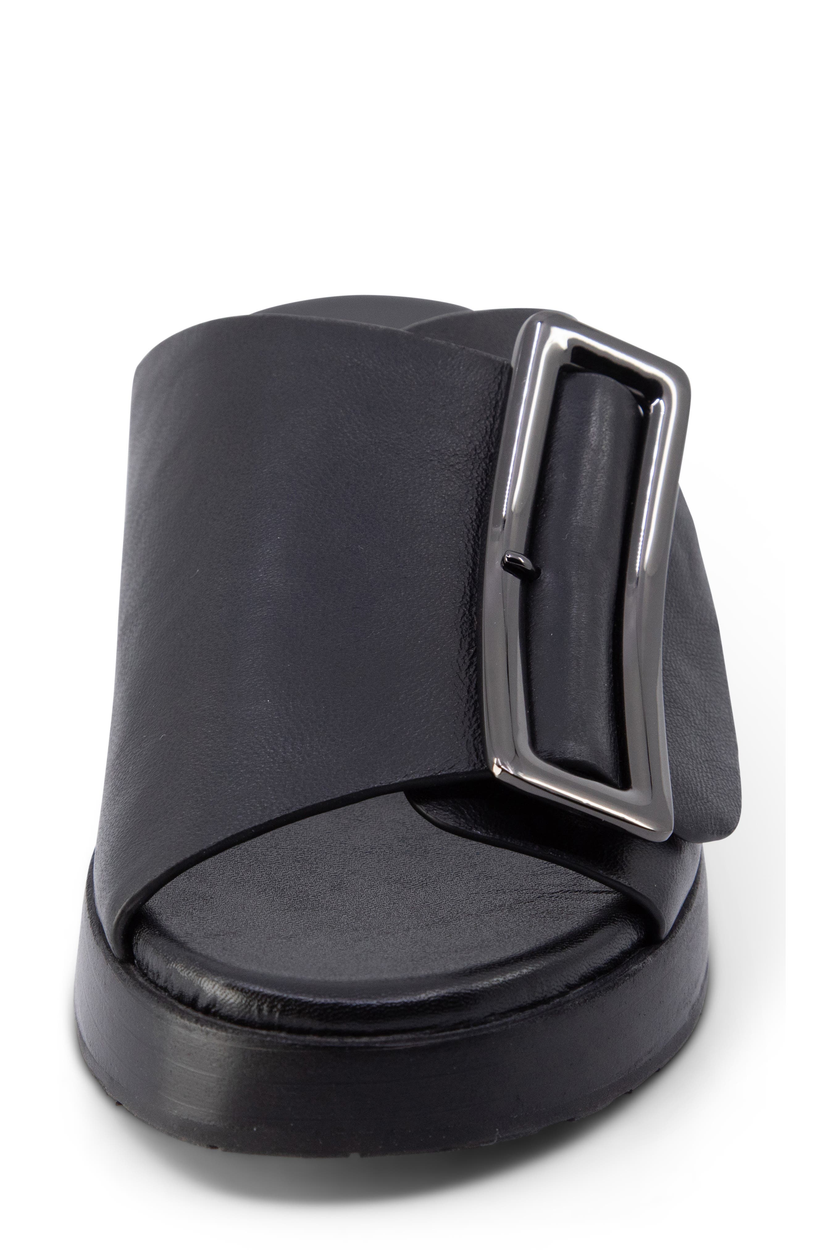 Chocolat Blu Ela Platform Wedge Slide Sandal, Alternate, color, Black Leather