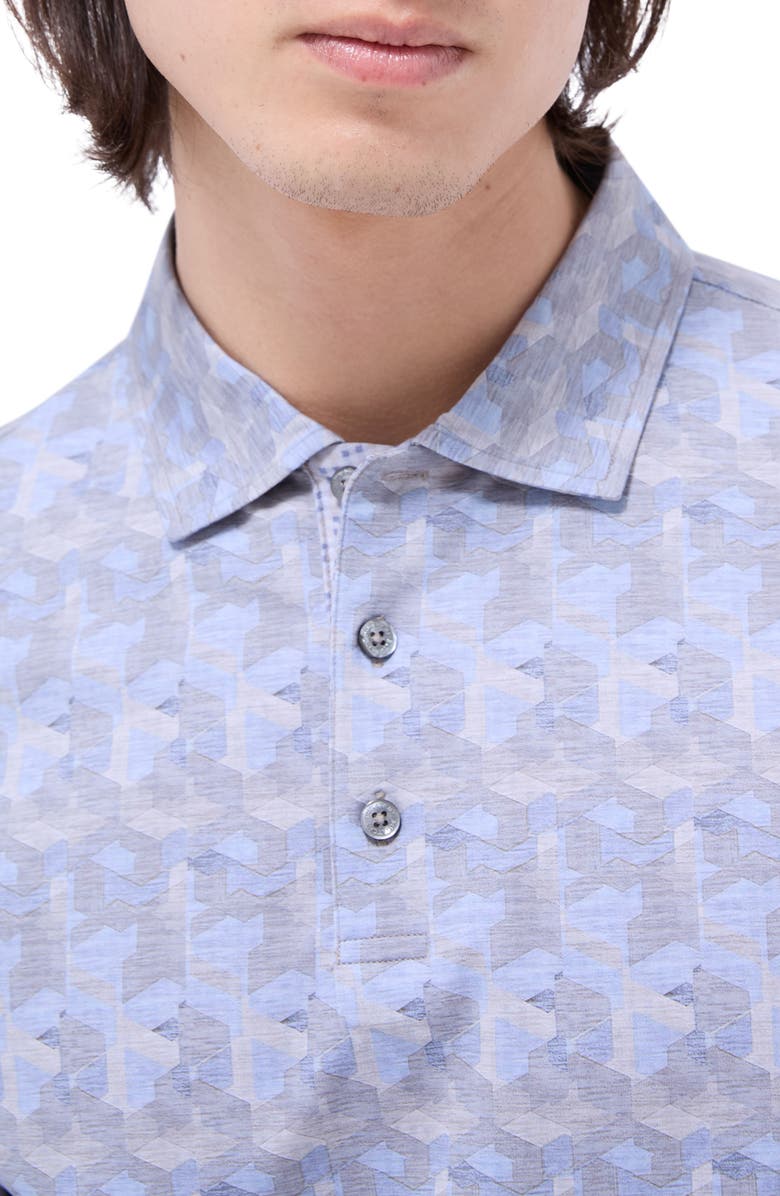 Bugatchi Vincent OoohCotton<sup>®</sup> Geo Print Polo, Alternate, color, Almond