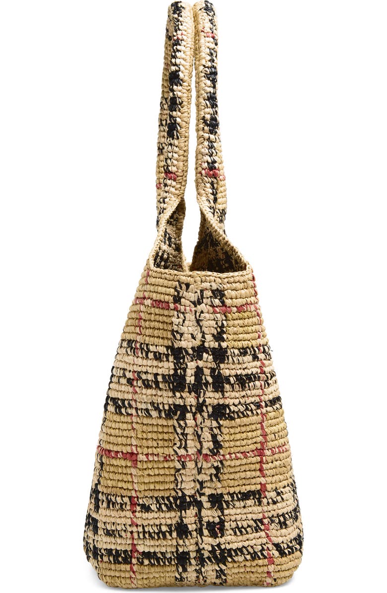 Burberry Small Margate Check Raffia Tote, Alternate, color, Sand Ip Check