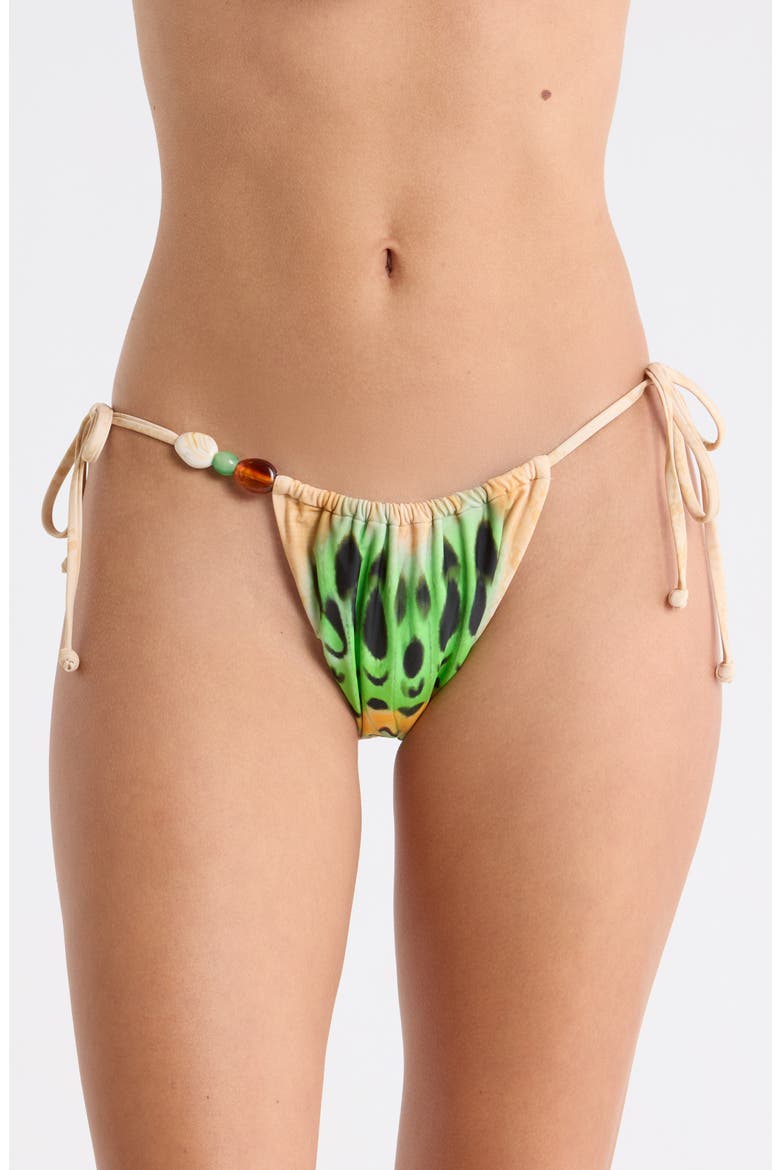 Cali Side Ties Bikini Bottoms, Main, color, LIME BUTTERFLY