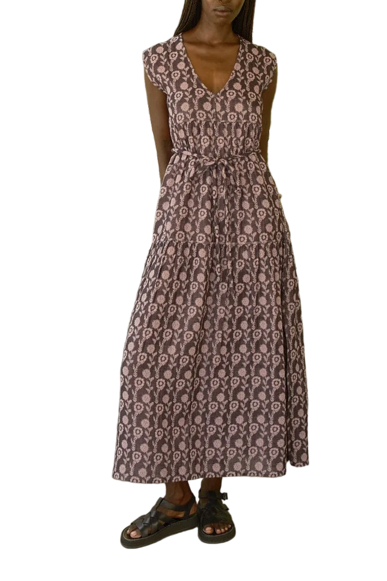 Jules V-neck Belted Tiered Maxi Dress, Main, color, Hydrangea