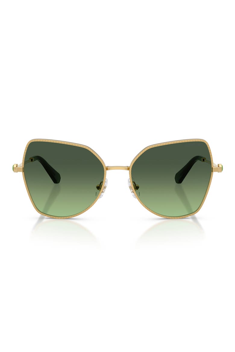 58mm Butterfly Sunglasses, Main, color, GOLD / GRADIENT GREEN