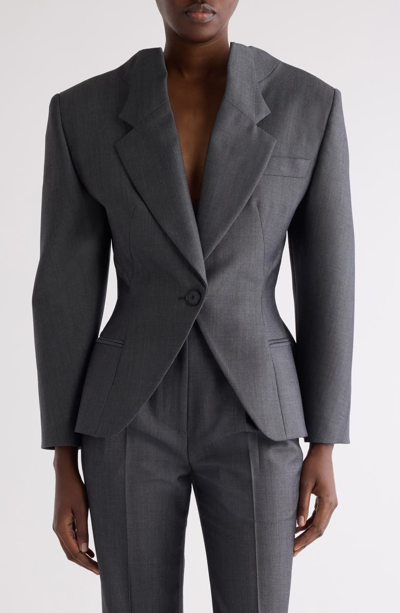 Givenchy Slashed Stretch Wool Blend Jacket, Main, color, Grey Mix