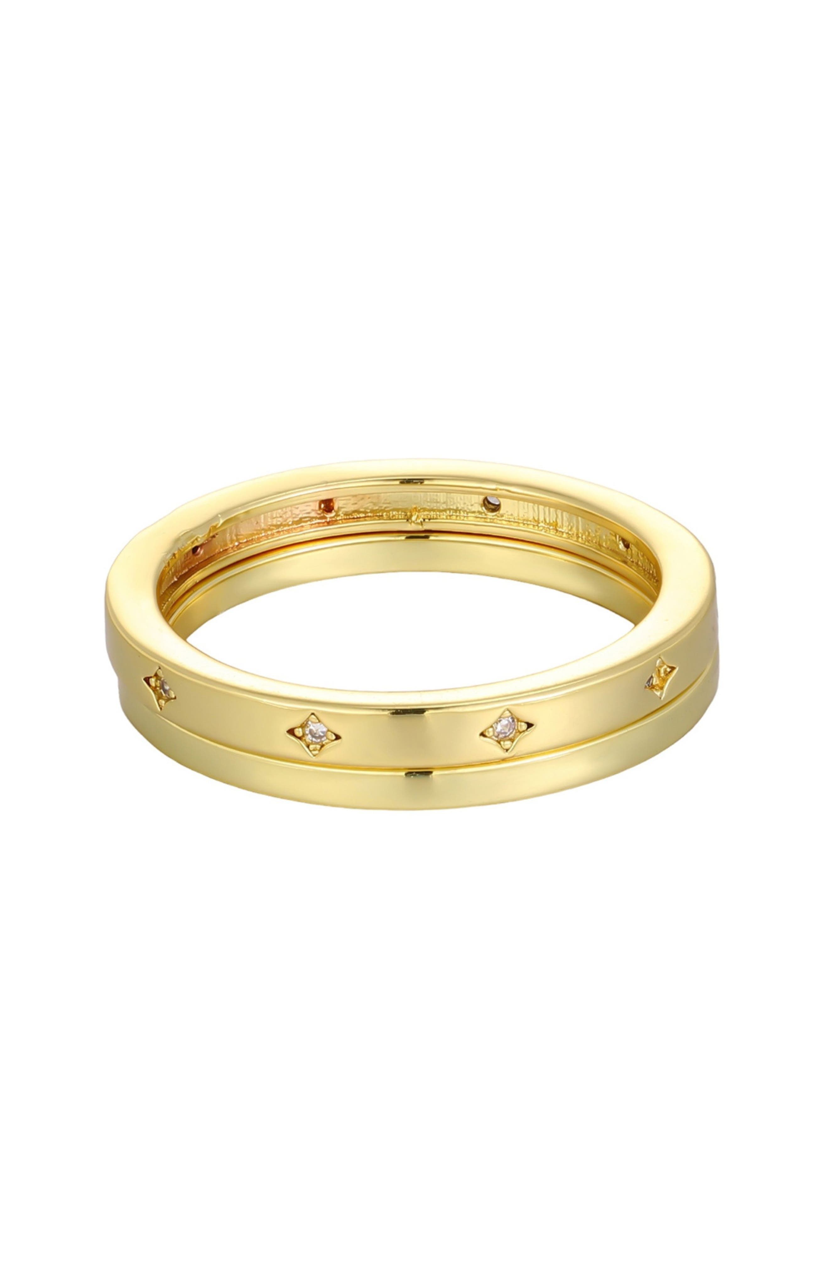 Adornia Set of 2 14K Gold Plated Cubic Zirconia Star Band Rings