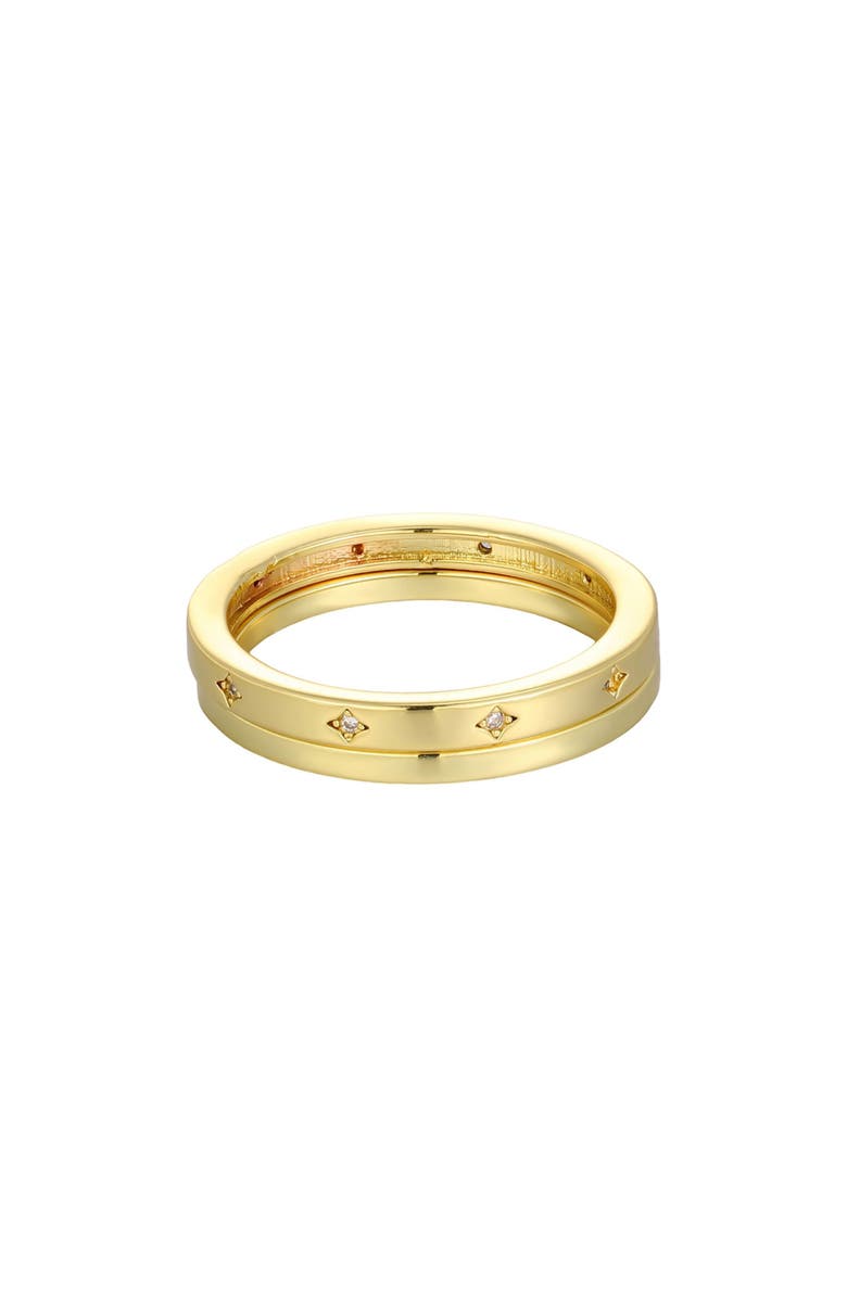 Adornia Set of 2 14K Gold Plated Cubic Zirconia Star Band Rings, Main, color, Gold