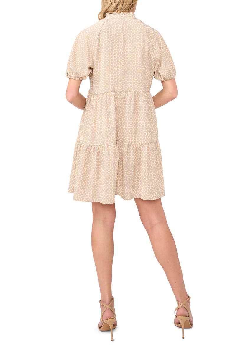 Geometric Print Babydoll Dress, Alternate, color, BIRCH