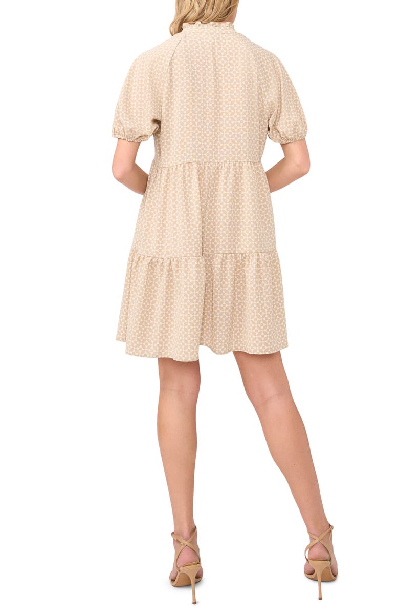 CeCe Geometric Print Babydoll Dress, Alternate, color, Birch