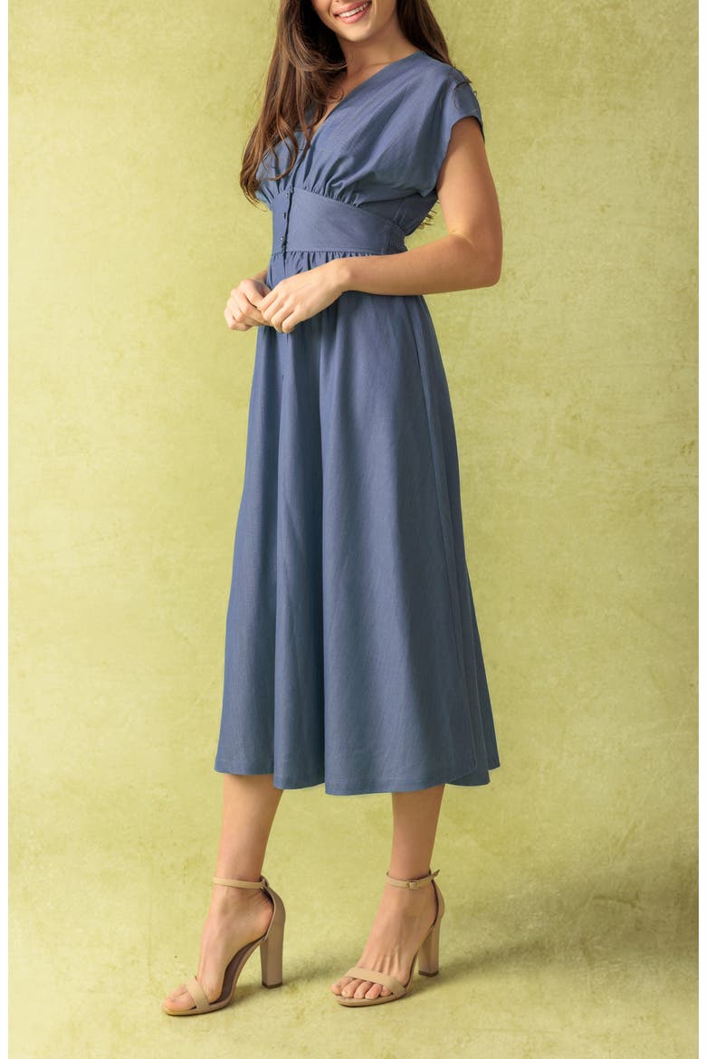 Buttoned Midi Dress, Alternate, color, SLATE BLUE