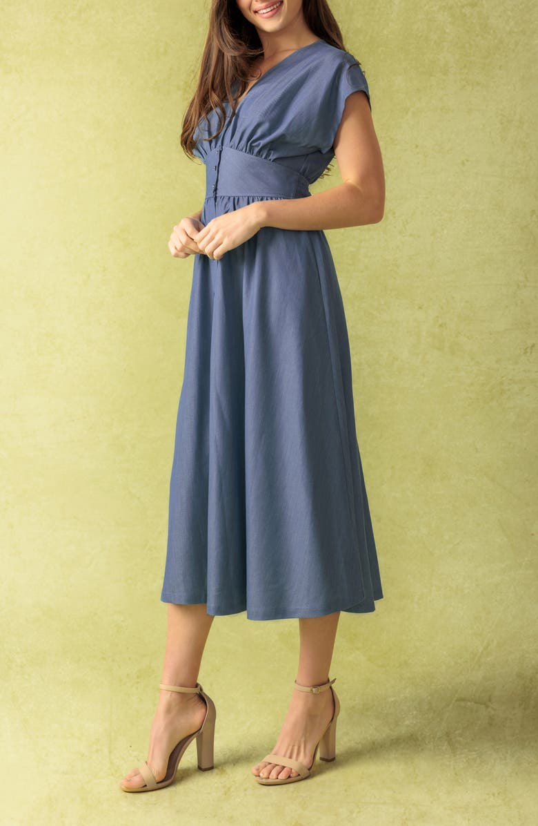 FLYING TOMATO Buttoned Midi Dress, Alternate, color, 