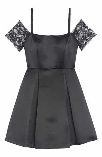 SANDRO Ondine Cold Shoulder Lace & Satin Minidress