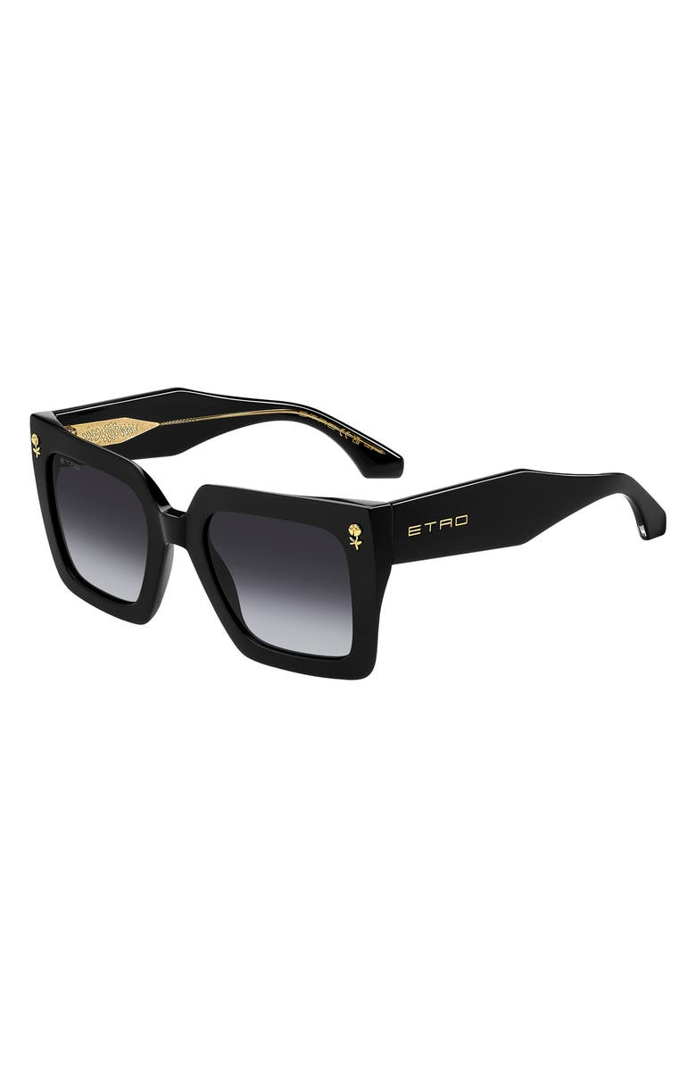 Etro 52mm Square Sunglasses, Alternate, color, Black/ Dark Grey Sf