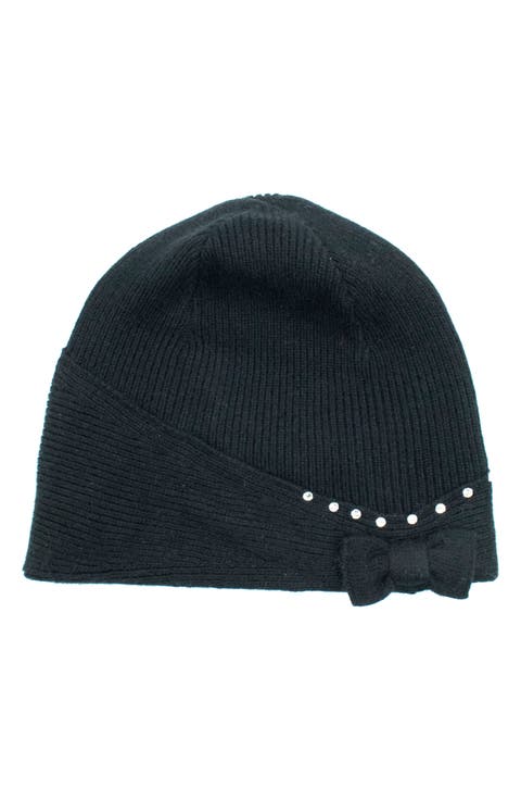 Rhinestone Bow Beanie
