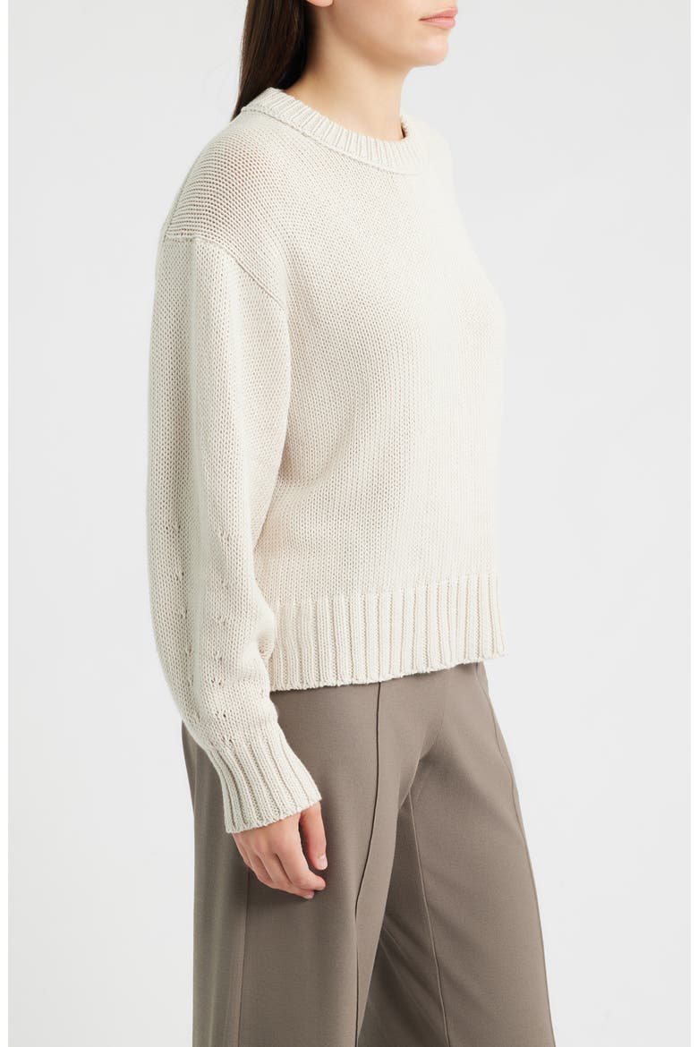 Organic Cotton Crewneck Sweater, Alternate, color, PALE STRIPE