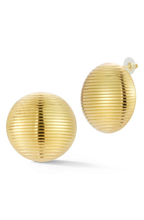 Rib Textured Button Stud Earrings