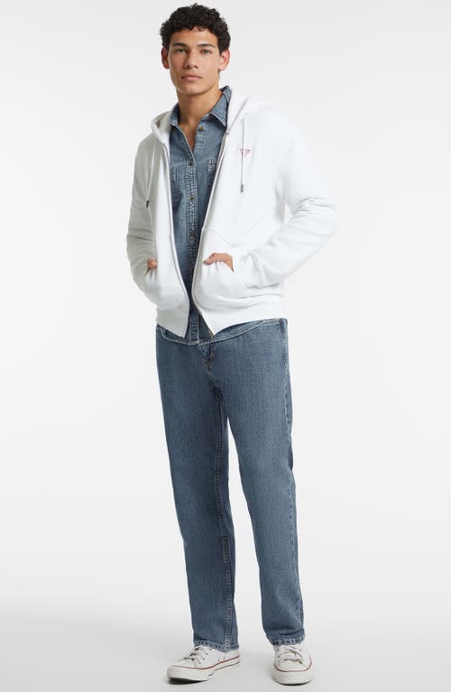Guess Jeans Mini Triangle Zip Hoodie In White